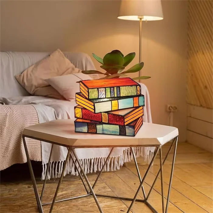 Stained Stacked Books Lamp