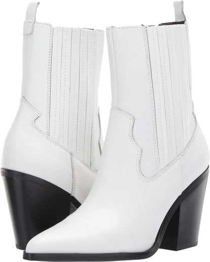 ALDO Women's Shoes Drerissa Leather Pointed Toe Ankle Cowboy White