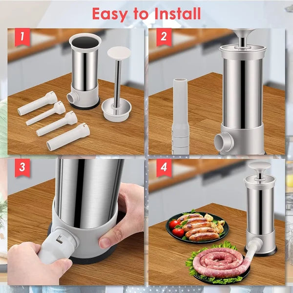 Sausage Stuffer with 4 Different Sizes Stuffing Tubes